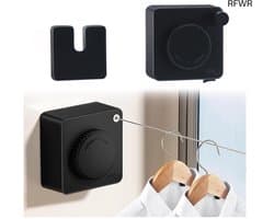 RFWR® Uitschuifbare waslijn, 4,8 m, intrekbare wandmontage, roestvrij stalen touw, niet doorhangend