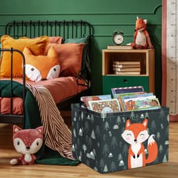 Opbergmand - Met Bosdieren Print - Voor Baby en Kind Speelgoed en Was — thumbnail 2