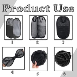 Opvouwbare wasmand van gaas - Opvouwbare wasmand - Opvouwbare wasmand - Wasmand met zijvakken - Wasmand van gaas met handvat - Geschikt voor badkamers en studentenhuizen - 36*36*58cm — thumbnail 2