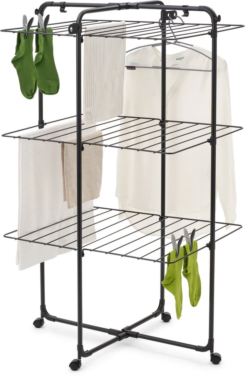 Brabantia HangOn Droogtoren - 23 m - Inklapbaar Wasrek - Matt Black — afbeelding 1