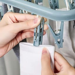 Opvouwbaar wasrek - met 32 clips - draaihaken - winddicht - kleerhanger voor sokken, ondergoed, handdoeken - blauw — thumbnail 4