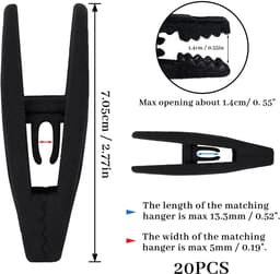Ibenzoa® Zwarte wasknijpers set van 20 stuks voor diverse kledingstukken en accessoires — thumbnail 2