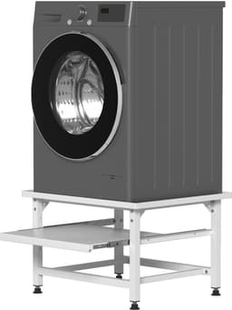 Wasmachine Verhoger Met Uitschuifbare plank - Wasmachine opbouwmeubel - Wasmachine Sokkel - 63x54x42cm - Wit — thumbnail 1