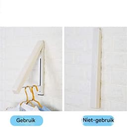 Wanddroogrek - Inklapbare Kledinghanger - Uittrekbaar Droogsysteem - Voor Woonhuis & Badkamer - Geen Boren - Volwassenen - Aluminium Kunststof - Zilvergrijs - 60cm - 1 Stuk — thumbnail 4
