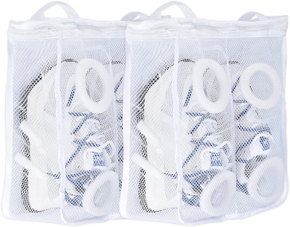 2 stuks schoenwaszakken - Alleen voor de wasmachine - Netstof schoenwaszak - Ophangbaar met rits - Geschikt voor het wassen van delicate kleding - Geschikt voor sportschoenen, ondergoed, sokken - Wit - 36 x 30 x 12 cm / 14,1 x 11,8 x 4,7 inch — afbeelding 1