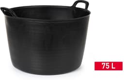 Plasticforte Flexibele kuip of emmer - 2x - zwart - 75 liter - stevig kunststof - 58 x 55 cm - Afvalbak - Wasmand - Opbergmand - Extra groot — thumbnail 2