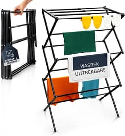CLGP® Droogmolen met Voet voor Camping & Thuis - Wasrek Staand - Droogrek Inklapbaar - Zwart — thumbnail 1
