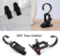 20 stuks - Draagbare draaibare haken van kunststof - 360° draaibaar - Reishaken voor thuis - Wasclips - Gordijnclips - Voor het drogen van kleding, hoeden, handdoeken, sokken en handschoenen (zwart) — thumbnail 3