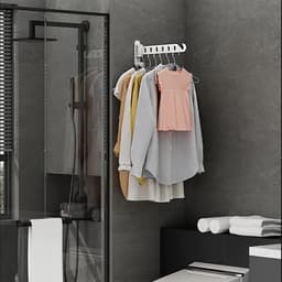 Opvouwbaar Telescopisch Droogrek - 2 stuks - Inklapbaar Wanddroogrek - Wandmontage voor Kleding - Uitklapbaar Kledingrek Wand - Verplaatsbaar Wanddroogrek voor Kleding - Droogrek voor kleding aan de muur - Droogrek voor wasgoed - Wit — thumbnail 3