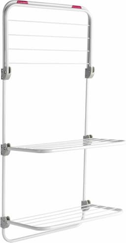 **Over Door Clothes Airer - Indoor Laundry Drying Rack 7m Drying Space Over 3 Levels Adjustable Shelves Foldable Space Saving Storage Foam Lined Hooks** — thumbnail 1