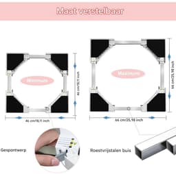 TOVBMUP Stapelkit voor wasmachine en droger - Accessoires voor wasmachine en droger - Basis voor wasmachine - Met ratelkoord - Universeel - Verstelbare maat 46-66 cm — thumbnail 3