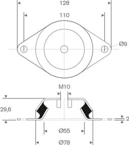 Rubbermagazijn - Machinevoet 78x29,6mm - M10 - Per stuk — thumbnail 3