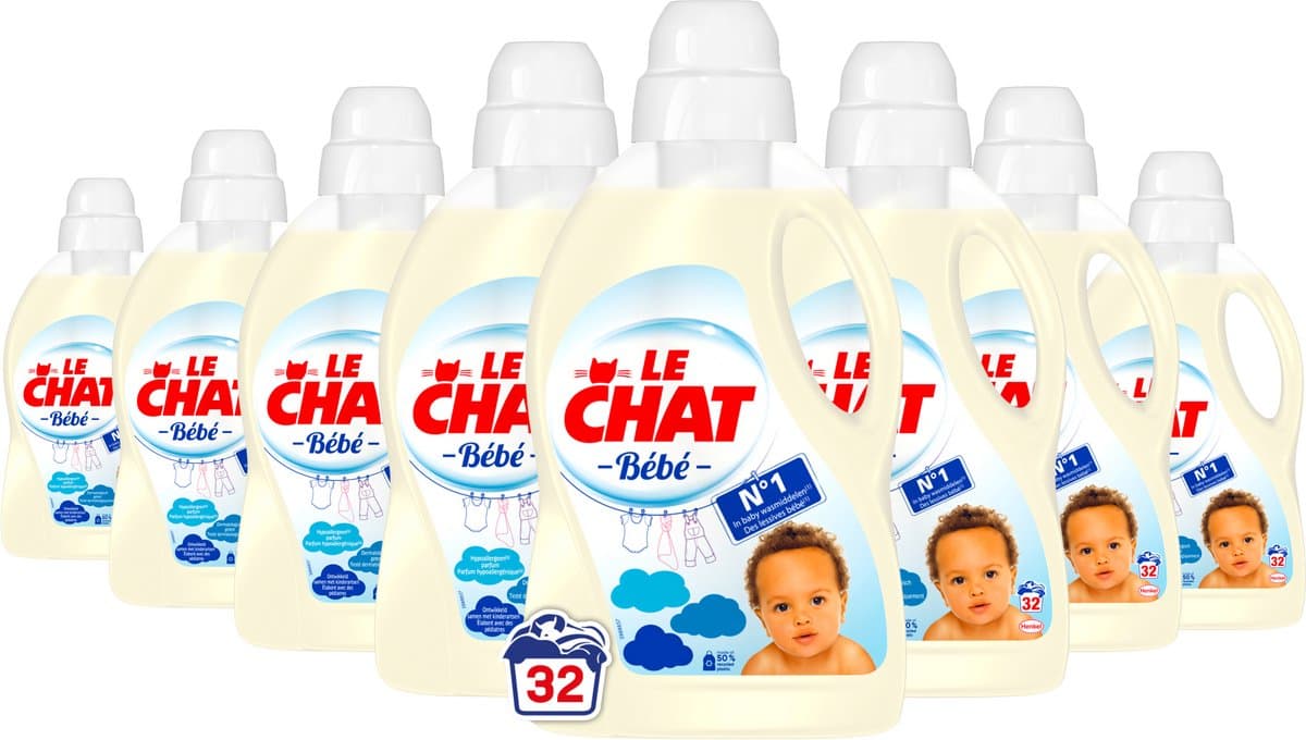 Le Chat Gel Bebe - Vloeibaar Wasmiddel - Voordeelverpakking - 8 x 32 Wasbeurten — afbeelding 1