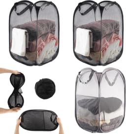Wasmanden - wasmand opvouwbaar-Opvouwbare wasmand Pop-up wasmand - Opvouwbare wasmand - Draagbaar en duurzaam-Geschikt voor badkamer - Camping - College - Kamer en reizen - Wasgoed (Zwart - 36*36*58 cm-Drie pakketten) — thumbnail 1