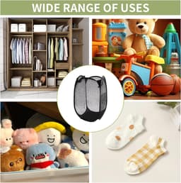 Wasmanden - wasmand opvouwbaar-Opvouwbare wasmand Pop-up wasmand - Opvouwbare wasmand - Draagbaar en duurzaam-Geschikt voor badkamer - Camping - College - Kamer en reizen - Wasgoed (Zwart - 36*36*58 cm-Drie pakketten) — thumbnail 4