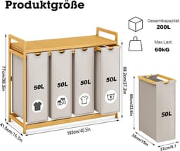 Equivera Wasmand 4 Vakken - Wasmand - Wassorteerder - Wasbox — thumbnail 5