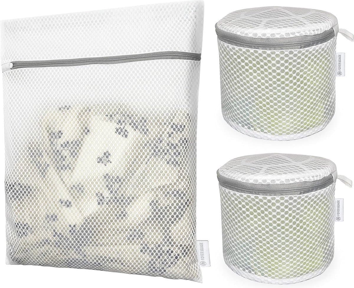 WNHB® Waszakken set voor fijne was - 3 stuks honingraat structuur met rits - lingerie ondergoed bh en sokken organizer — afbeelding 1
