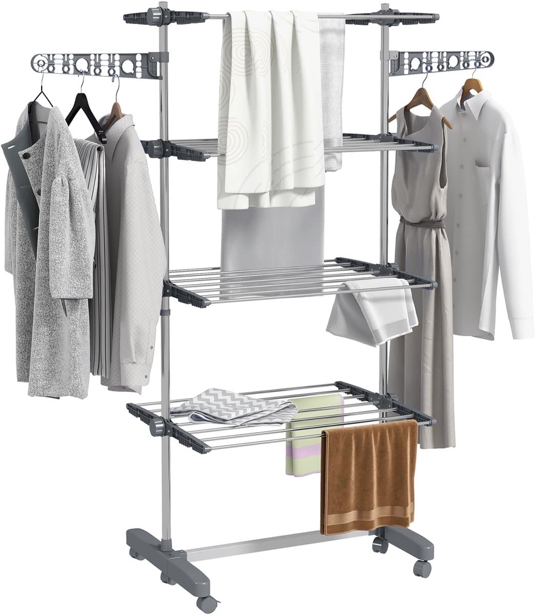 HOMCOM-Wäscheständer-Edelstahl, ABS-142L x 55B x 172H cm-Grau — afbeelding 1