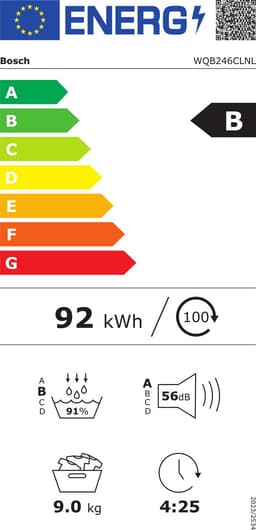 Bosch WQB246CLNL - Serie 8 - Wasdroger - Warmtepompdroger - 9 kg - Wit - Zelfreinigende condensor blijvend energiezuinig - Zeer Stil - Auto Dry droog zoals jij wilt - Home connect — thumbnail 2