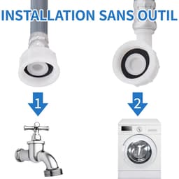 Universele wasmachine slang -Wasmachine slang verlengstuk - Universele koudwater vulslang - 2m - Met rechte en 90° elleboog aansluitingen - Eenvoudige installatie - Geschikt voor wasmachines - Grijs — thumbnail 5