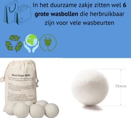 6x Energiebesparende Wasdroger ballen van wol - Wasbol anti pluis - Drogerballen voor wasmachine - Wasverzachtende Droogballen - Wasbol - Wasdrogerballen - Wasbollen - Droogballen voor droogtrommel - Wasballen voor wasmachine - — thumbnail 2