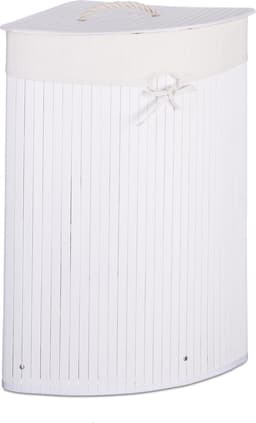 2x wasmand bamboe - wasmanden met deksel - driehoek - 60 L - wit — thumbnail 3