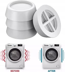 Trillingsdempers Voetjes Voor Wasmachine & Droger - Anti Trilling / Vibratie Dempers Pads Verhoger - Antislip Rubber Pootjes Extra Dik - Schokdempers - Set Van 4 Stuks - Wit — thumbnail 4