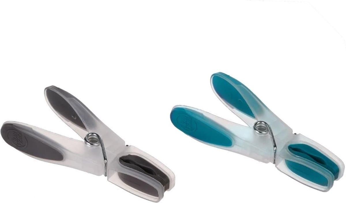 5Five wasknijpers - 96x stuks - grijs en blauw - 8 cm - van kunststof - Was ophangen - Was knijpers — afbeelding 1