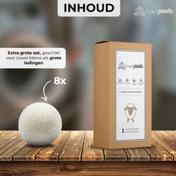 Droger Ballen XL 8 stuks – Zero waste Dryer Balls - Duurzaam – Wasverzachter – Herbruikbare Drogerballen – Droogt de was sneller – Tiny Panda — thumbnail 2