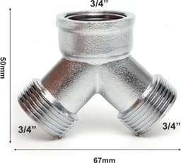 Y stuk kraan splitter - Aanvoer y stuk voor wasmachine - G 3/4" - Waterverdeler voor Wasmachine en Vaatwasser - voor gebruik in huis en tuin - G 3/4" waterverdeler - Buitenkraan - kraanverdeler tuinslangaansluiting — thumbnail 5