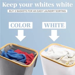 Grijze Wasmand met deksel en handgrepen XXL 100 L - Lonbet - grote wasmand wasbak Laundry basket with lid & handles — thumbnail 5