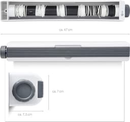Roldrooglijn voor aan de muur - 5 lijnen - ca. 205 cm - wit-grijs — thumbnail 2