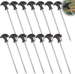 14 tiende haringen - 20 cm - ijzer - schroefharingen - grondnagels - camping - tentbevestiging - bos - weide - gras - zandbodem — thumbnail 1