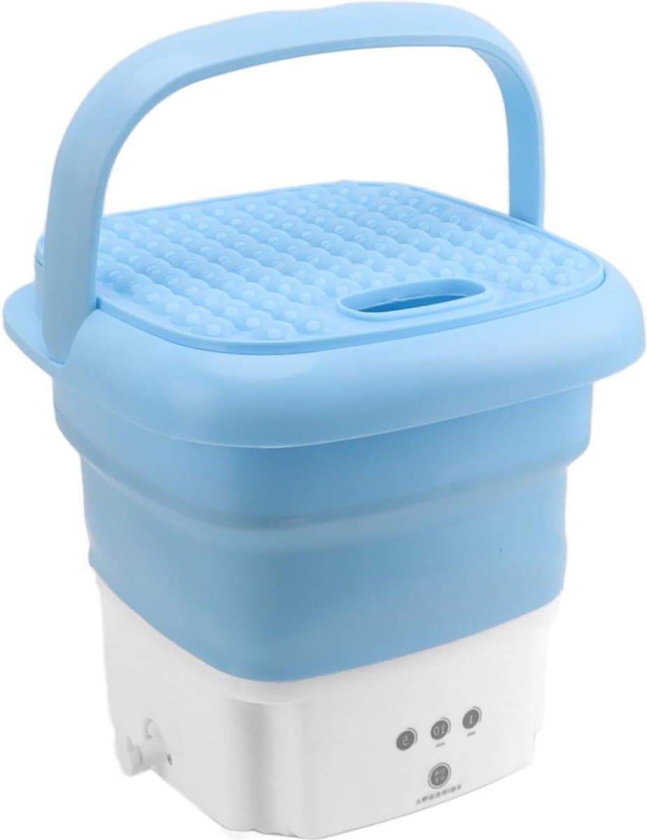 Draagbare Mini-Wasmachine en Droger - Emmerwasmachine met Centrifuge - Opvouwbare Ondergoedsokken Wasmachine voor Studentenflat Dorm Camping RV Travel (Blauw) — afbeelding 1