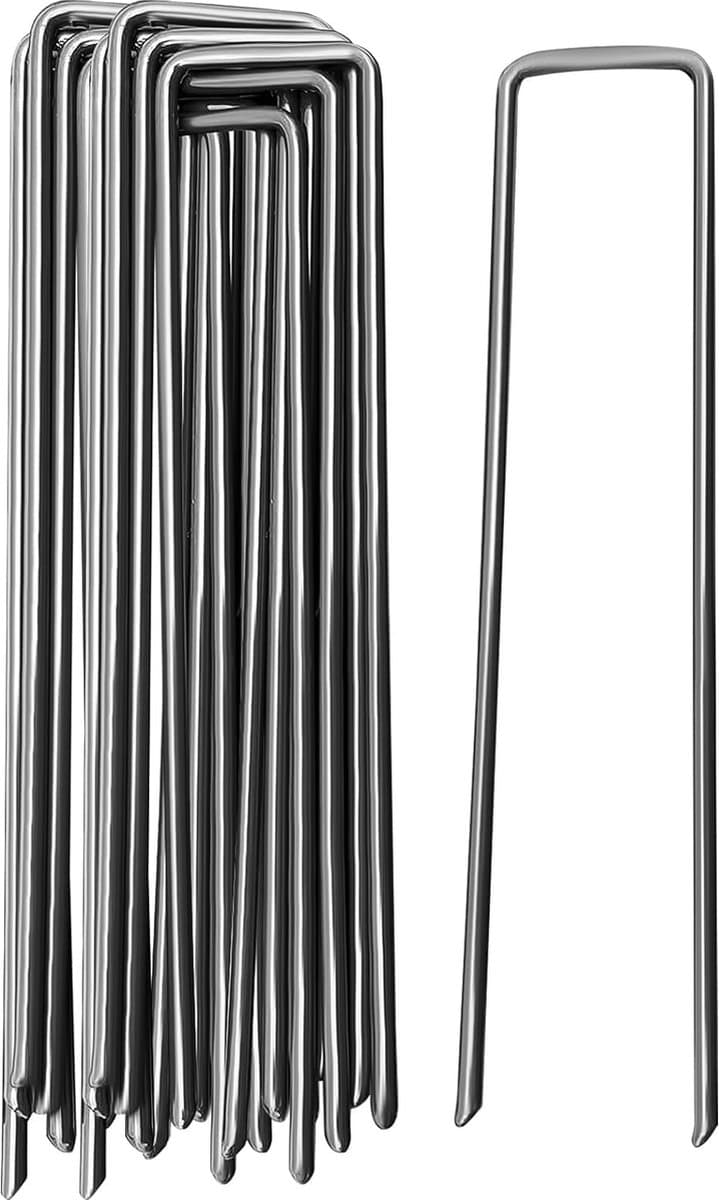 Grondankers Van Niet Verzinkt Staal (25 Stuks) - Stabiele Grondankers Voor Onkruidvlies, Tuinvlies, Schutting & Net - 150 mm Lang, 25 mm Breed, Ø 2.7 mm — afbeelding 1