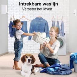 Intrekbare Roestvrijstalen Wandmontage Waslijn - Ruimtebesparende Hotelstijl Wasdroger - Geschikt voor Binnen en Buiten - Eenvoudige Installatie - Verstelbare Kabel — thumbnail 5