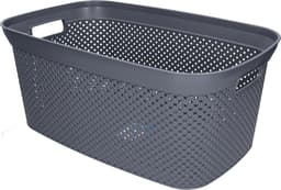 Wasmand - grijs - kunststof - 34 x 54 x 23 cm - 35 liter - met handvatten - manden voor wasgoed — thumbnail 1