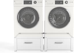 Wasophoogte® Wasmachine verhoger met lade - Wasmachine kast - Wasmachine opbouwmeubel - Wasmachine sokkel - 31cm hoog - Wit - Universeel- Dubbel — thumbnail 2