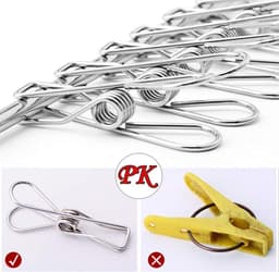 Wasknijpers Chip Clips Verpakking van 100, Duurzame Sterke Grip Metalen Wasknijpers Clips voor Waslijn, Snackzakken, Washandjes, Foto's, Papier in Huis, Keuken, Kantoor (100 Stuks) — thumbnail 5