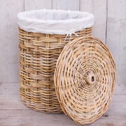Migo Styling - Wasmand rond - Met binnenzak - Met Deksel - Riet - Rotan - Naturel - Dia46xH60 cm — thumbnail 3