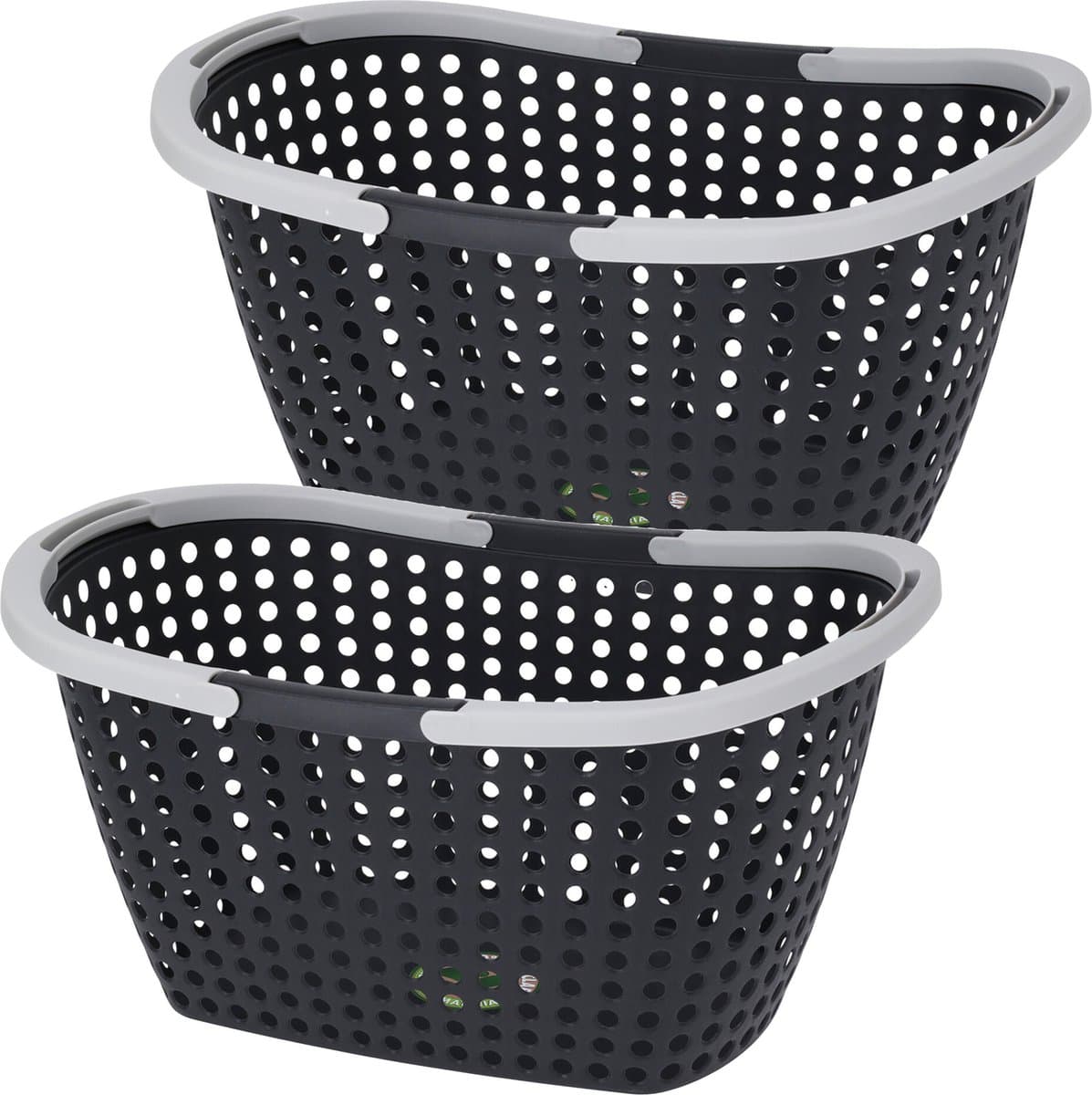 Excellent Houseware Kunststof wasmanden - 3x stuks - 15L- 44 x 32 x 22 cm — afbeelding 1