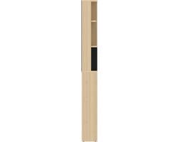 Wasmachinekast Kuba 4 Legplanken, 1 Draaideur-lichte Eik/zwart - Symbiosis - Wasmachine Ombouw - Bruin - Melamine; Spaanplaat — thumbnail 3