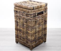 MigoStyling - Kleine Wasmandje - Vierkant - Rotan - Riet - Brown - 30x30xH55cm - Met deksel - Uitneembare waszak — thumbnail 1