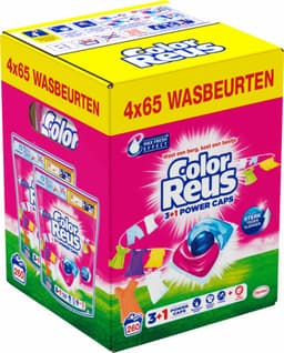 Witte Reus Wasmiddelcapsules 3+1 Power Caps Kleur - 4 x 65 beurten - Voordeelverpakking — thumbnail 1