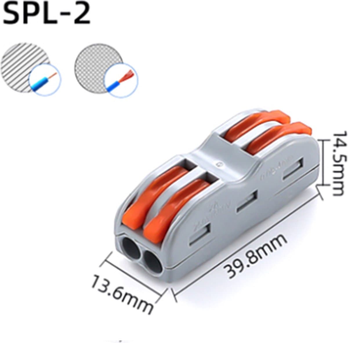 Lasklem - kabel Verbinding connector - duo - 2/2 polig - 32A -400V grijs-oranje — afbeelding 1