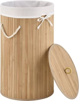 Bamboe Wasmand Curly - 55 Liter - Natuurkleur - Incl. Waszak & Deksel — thumbnail 5