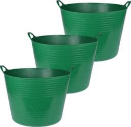 Excellent Houseware Flexibele emmer - 3x - donkergroen - 40 liter - kunststof - 45 x 37 cm — thumbnail 1