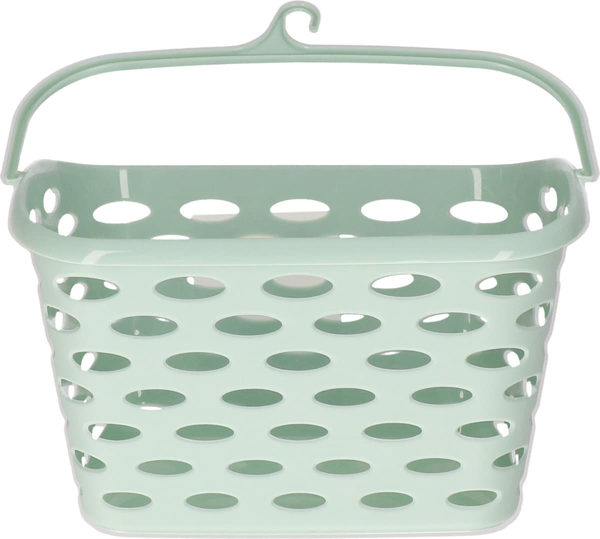 Plasticforte Wasknijpers ophang mandje aan haak - 26 x 15 x 21 cm - mintgroen - kunststof — afbeelding 1