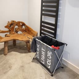Wasmand met 3 vakken - wassorteerder - opvouwbaar en afneembaar frame - 90 L - Zwart — thumbnail 5