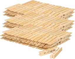 Wasknijpers - 180x - bamboe hout - 7 cm - wasspelden - knijpers - was ophangen — thumbnail 3